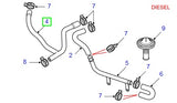 Hose - heater water - rr p38