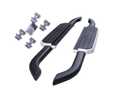 Side Steps Kit - Black/Silver - New Defender 90 - OEM