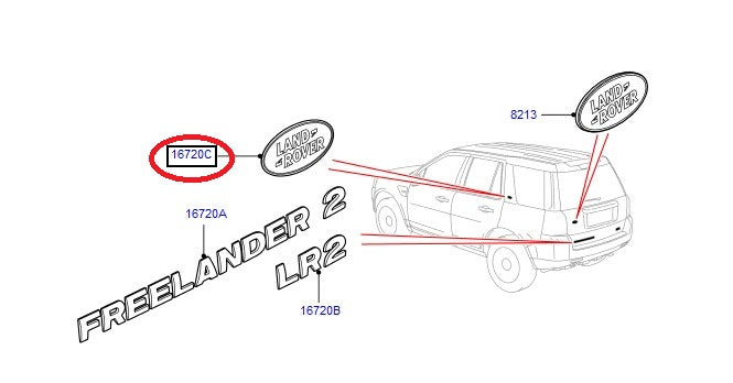 Rear Side Panel Badge - Grey/Green - "LAND ROVER" - GENUINE LAND ROVER