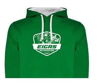 Hooded sweatshirt with kangaroo pocket - Color Green and Gray - Size L