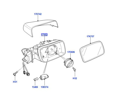 Mirror Mechanism Assembly - Left - GENUINE LAND ROVER