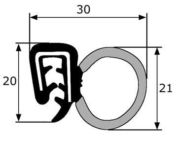Door Contour Seal - 1 meter - Large - AG PARTS
