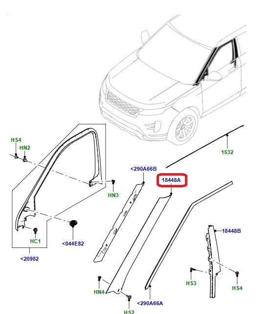 Front Molding - A Pillar - Right Side - External - GENUINE LAND ROVER