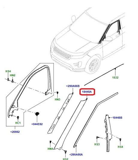 Front Molding - A Pillar - Right Side - External - GENUINE LAND ROVER