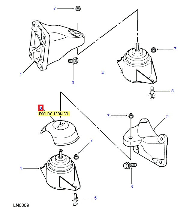 Thermal shield - of motor support - GENUINE LAND ROVER