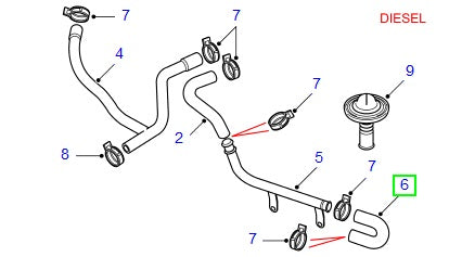 Hose - heater water - rr p38