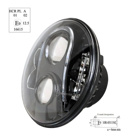Pair of 7" LED headlights - R10 - Black background - AG PARTS