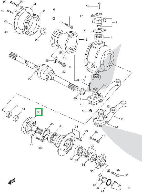 Stub Axle Assy - Front Hub