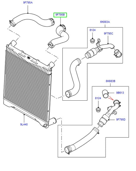 Hose Intercooler - Upper Left