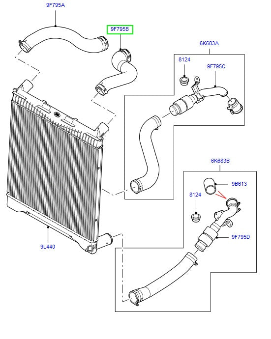 Hose Intercooler - Upper Left