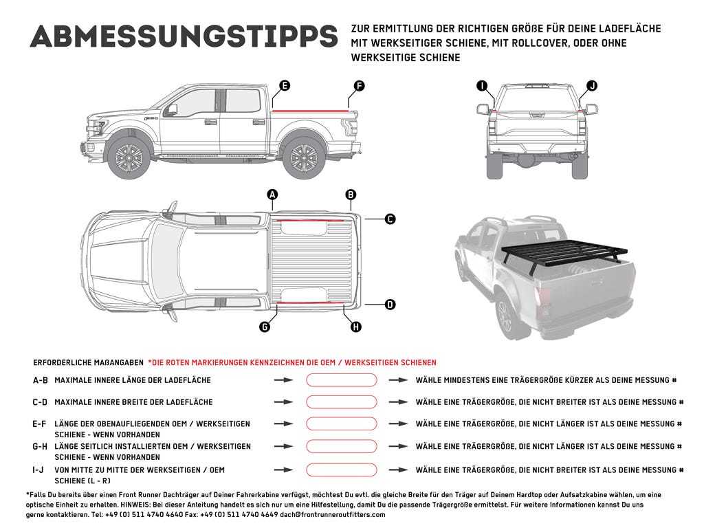 Pickup Truck Load Bed Slimline II Rack Kit / 1255mm(W) x 1358mm(L)