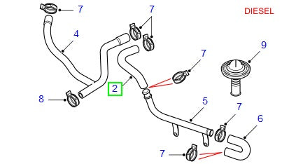 Hose - heater - rr p38