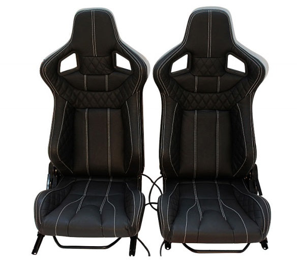 Front Leather Retro Fit Heated Corbeau High Base Seats - Suitable for Defender 90, 110 and 130 (plus Puma) vehicles