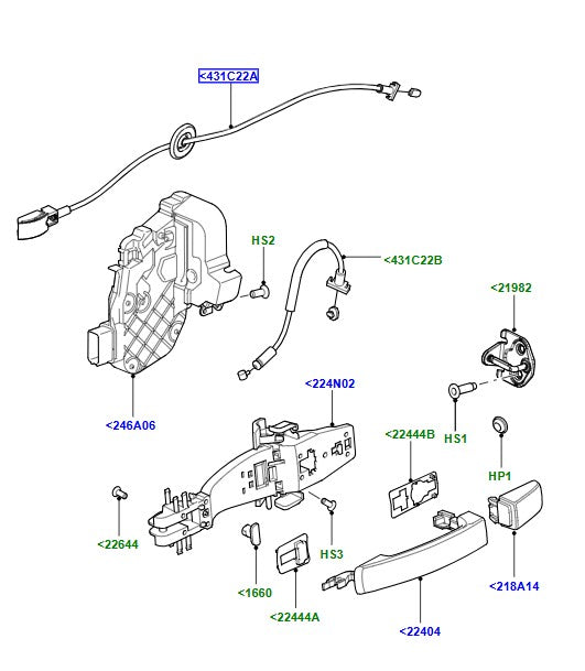 Internal Release Cable for Freelander 2 - GENUINE LAND ROVER