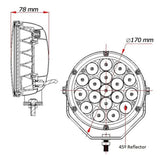 Long Range LED Headlight - 90W - 7" - 17.5 12V - UNIT - AG PARTS