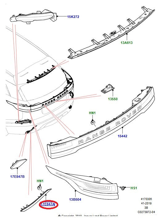 Right Rear Reflector - GENUINE LAND ROVER