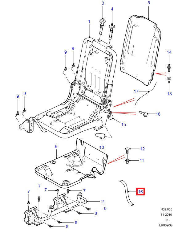 Seat flange - Rear - GENUINE LAND ROVER