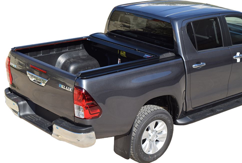 Aluminum roller blind, matte black - Double cab and without rear window protector