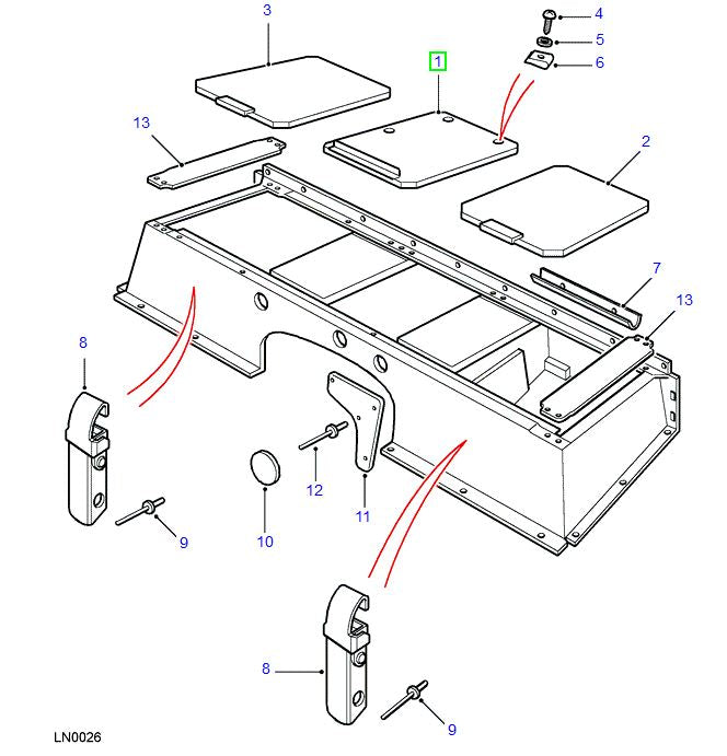 Lid, centre seat base storage compartment (with cubby box)