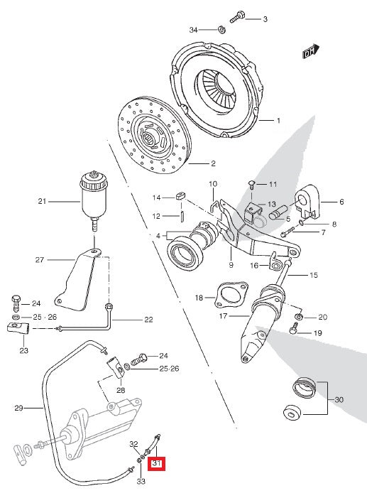 Clutch slave cylinder Hose