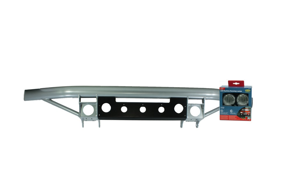 Tubular Bumper - Silver with black bash plate