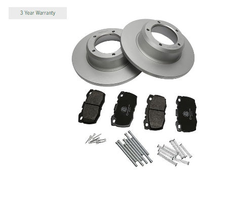 Geomet front brake disc & pad kit suitable for defender 90 vehicles from (v)ha701010 to (v)ka930455