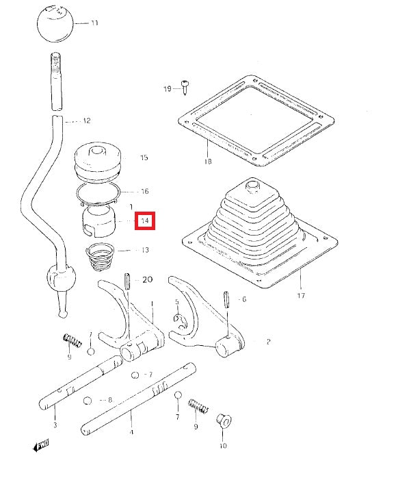 Gear lever spring housing