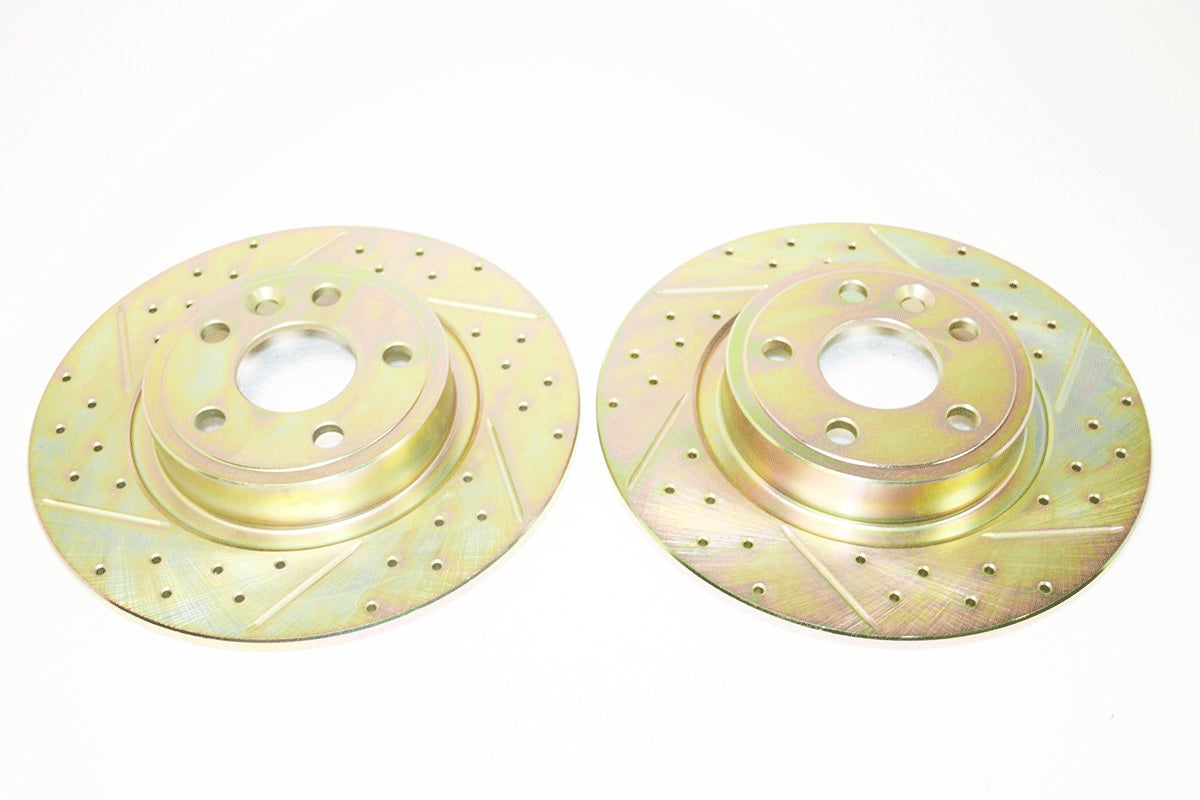 Solid Rear Brake Discs - Drilled and Slotted - Pair