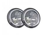 Wipac S7099 LED 7'' LED Black Halo Headlight Set suitable for Defender LHD vehicles ( Pair )