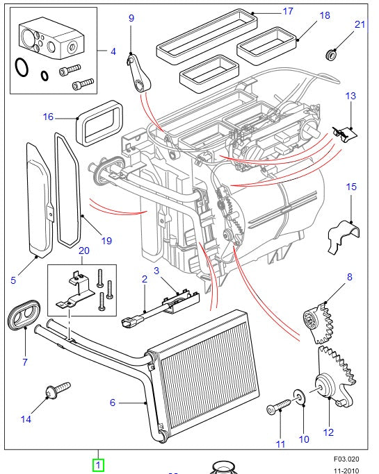 Heater box left hand drive (+) air conditioning defender 2007 on