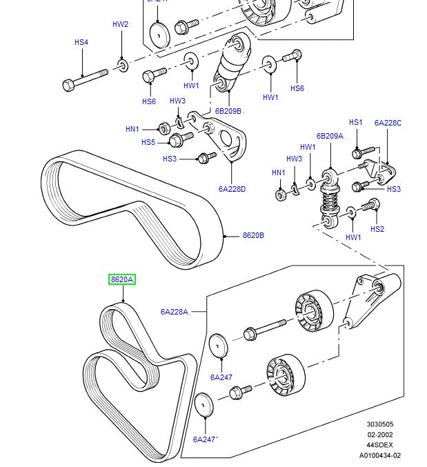 Drive belt - rr l322 - 4.4 v8 aj pet