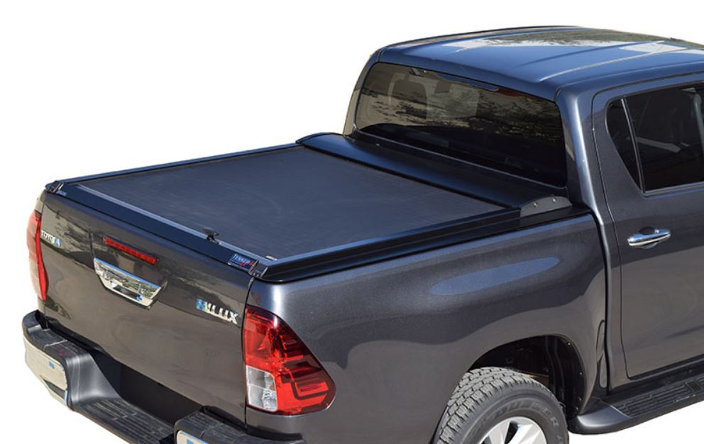 Aluminum roller blind, matte black - Double cab and without rear window protector