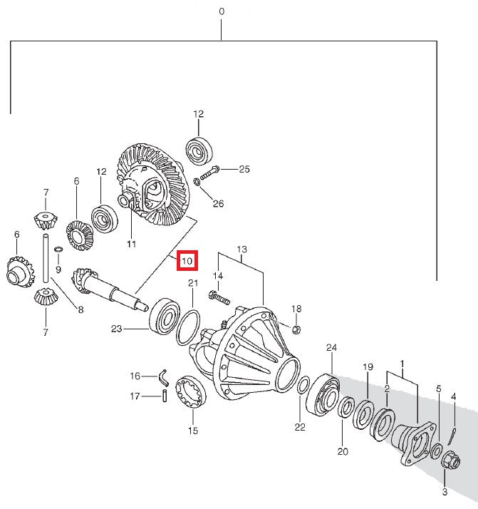 Crown wheel & pinion assy - front Diff.