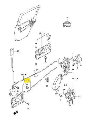 Interior Door Handle Rear Right.