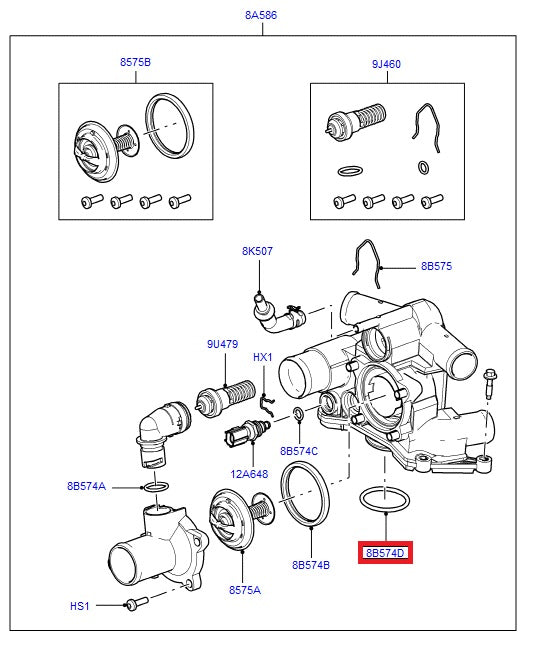 O-ring under thermostat housing