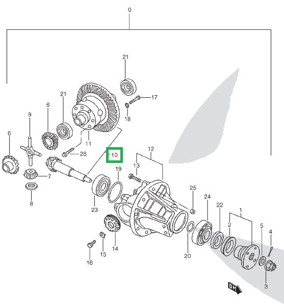 Crown wheel & pinion assy - rear Diff.